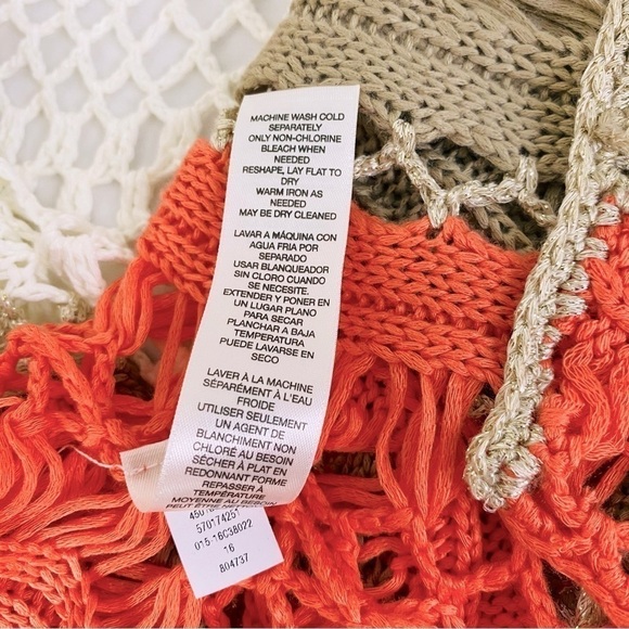 Chico’s Gloria Color Block Open Knit Crochet Sweater Size XL/16 - Picture 8 of 10